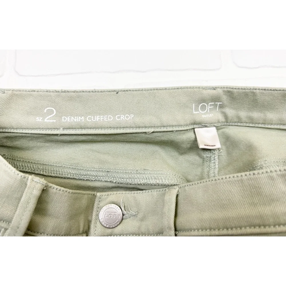 Loft Outlet Denim Cuffed Crop Jeans Size 2 Light Green - Picture 3 of 5
